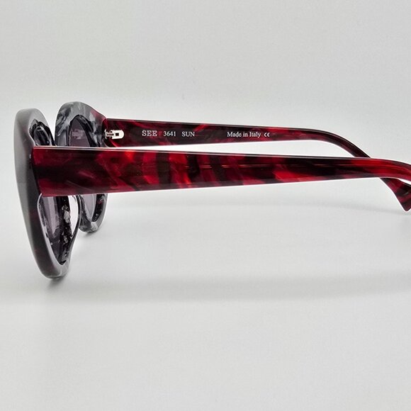 See Eyewear 3641 Red Black Frame Grey Lens Sunglasses w/ Case Italy 45-22-145 main image 10